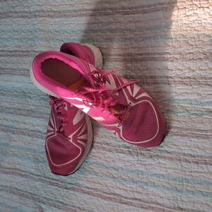 New Balance Pink, White and Neon Orange Sneakers